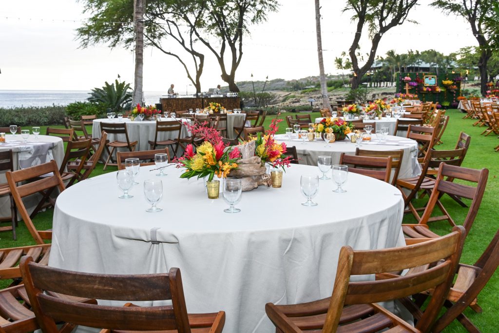 outdoor table settings with flowers