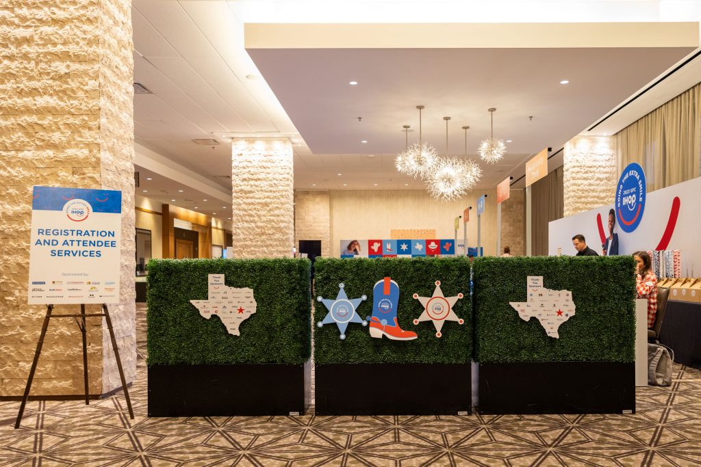 décor at registration and attendee services desk