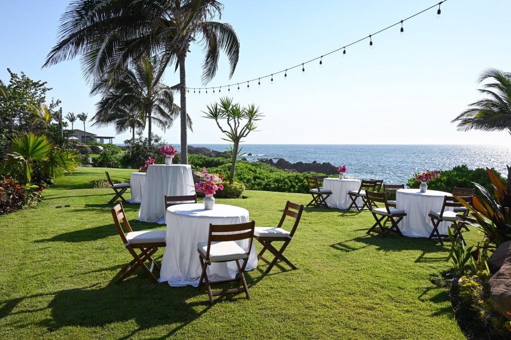 beachside reception setup