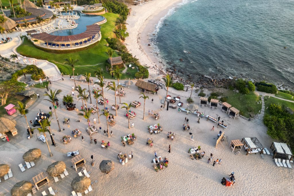 aerial shot of final night party