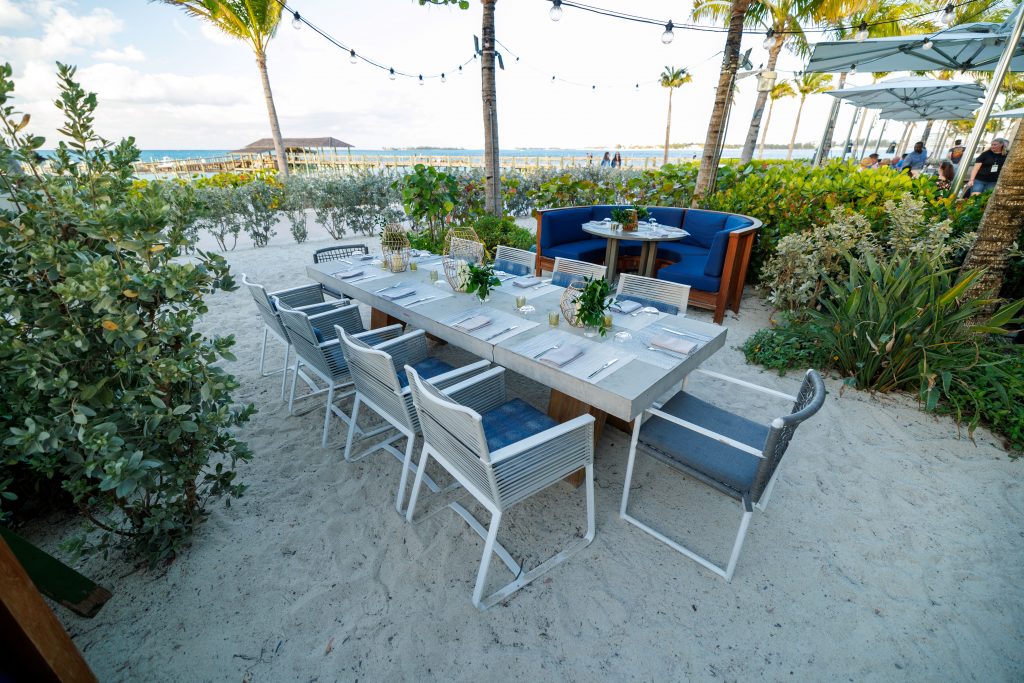 beachside dining setup