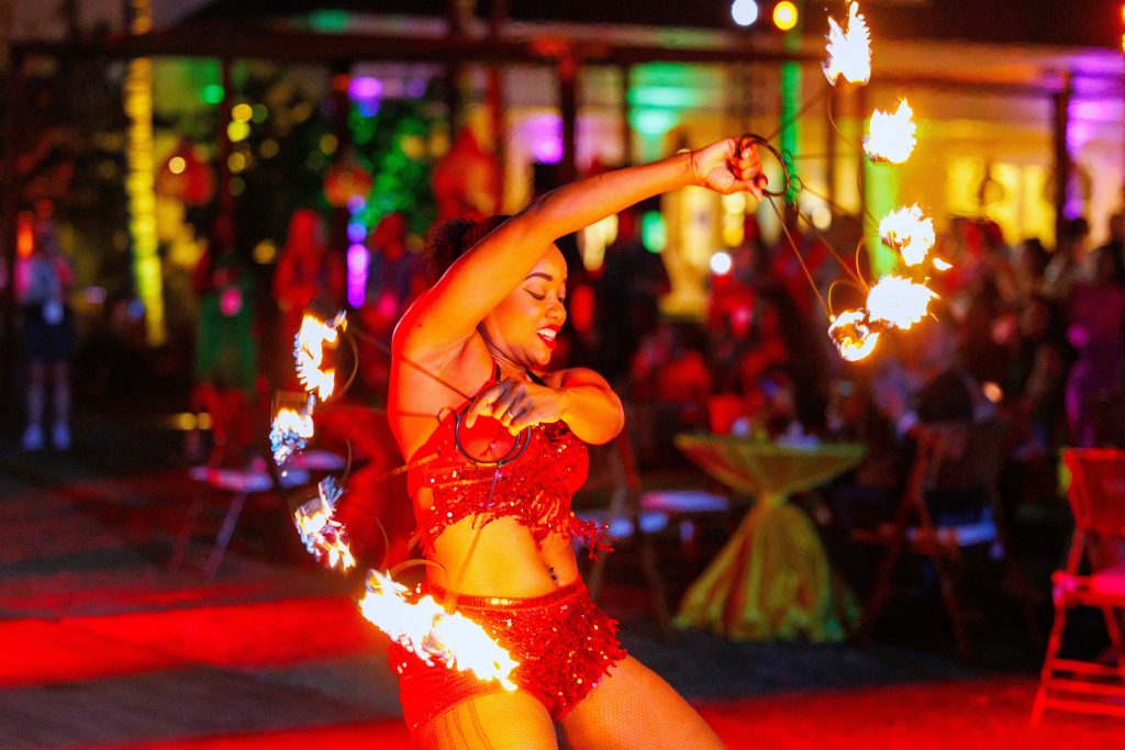 fire dancer at incentive program