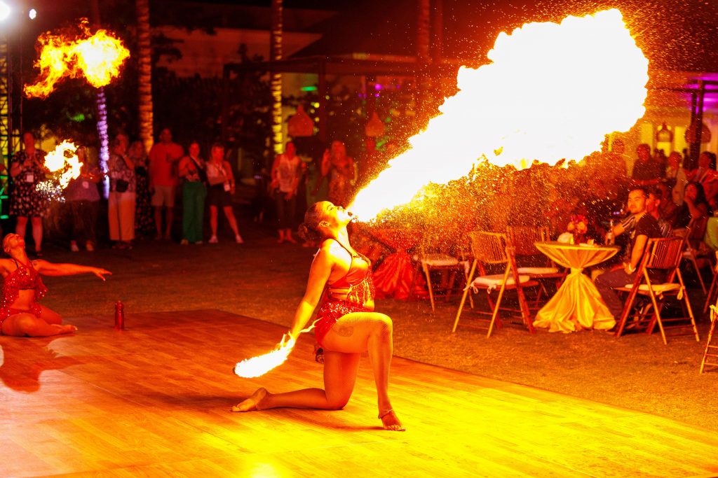 fire breathing performer