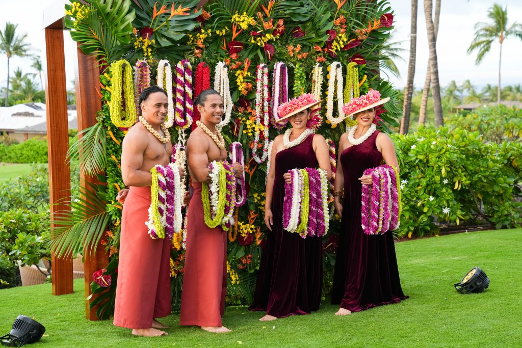 luxury recognition event with leis given