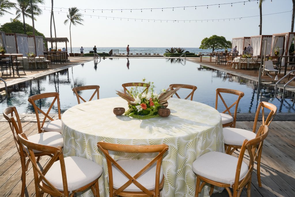 table poolside for recognition event