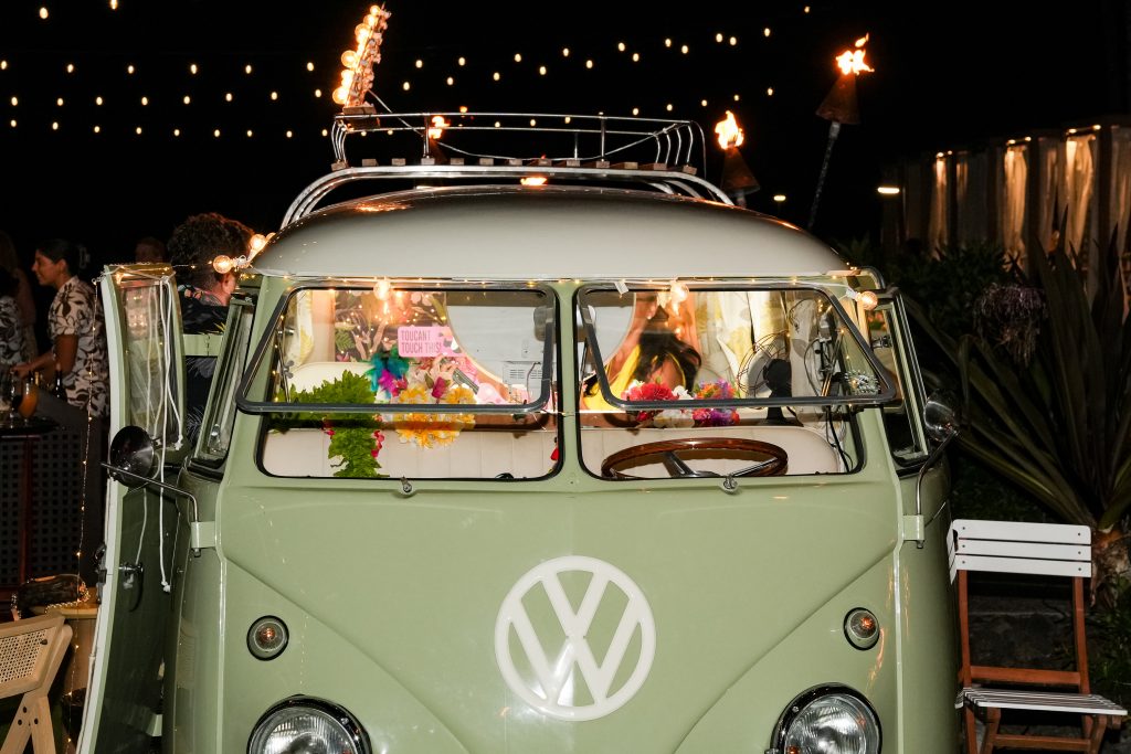 photo booth in vintage car