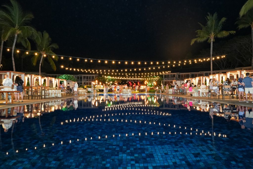 outdoor event at night during incentive trip