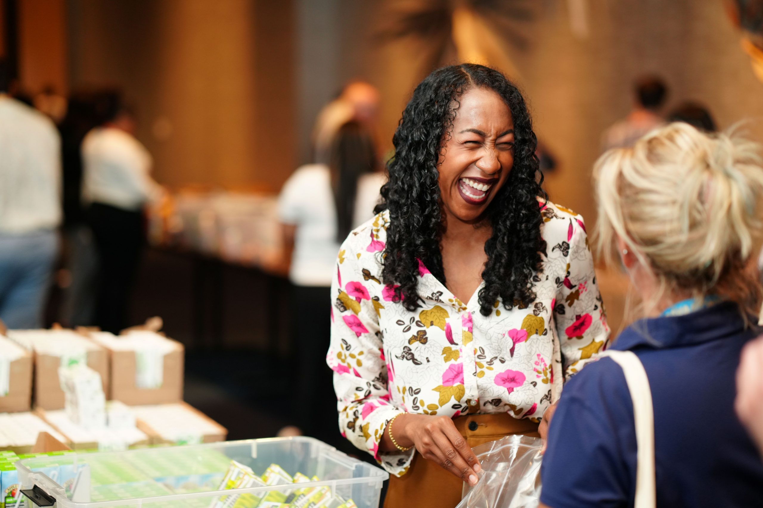 smiling event attendee
