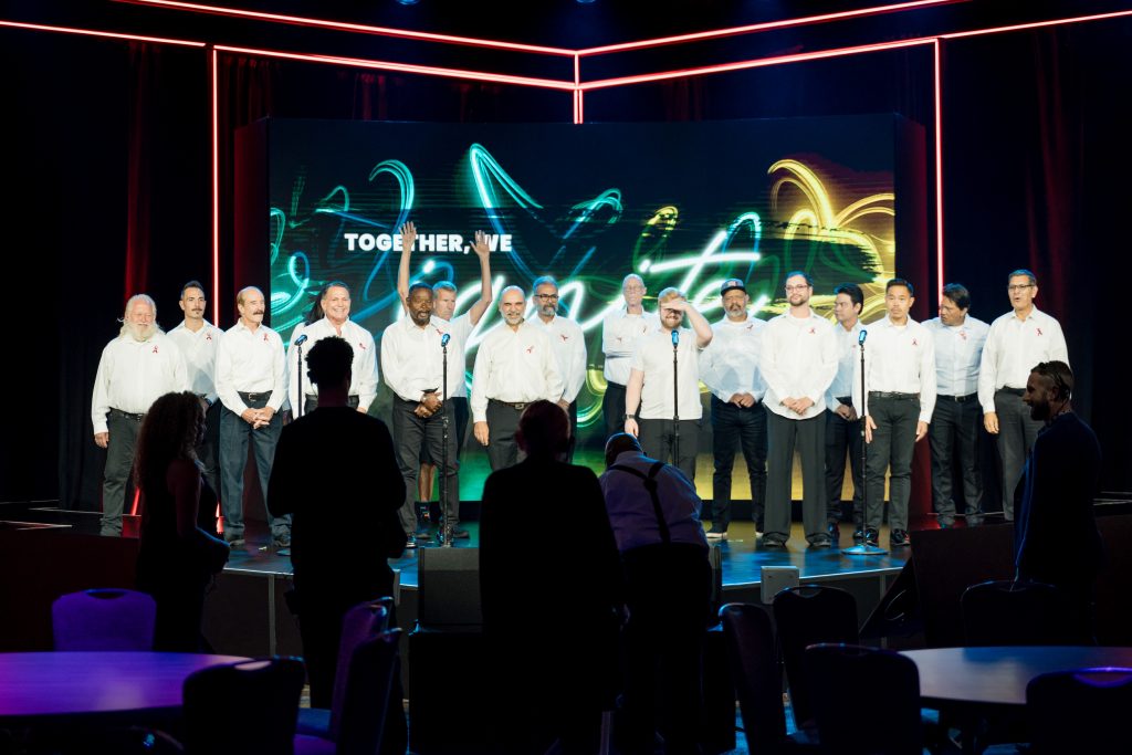 men's choir on stage