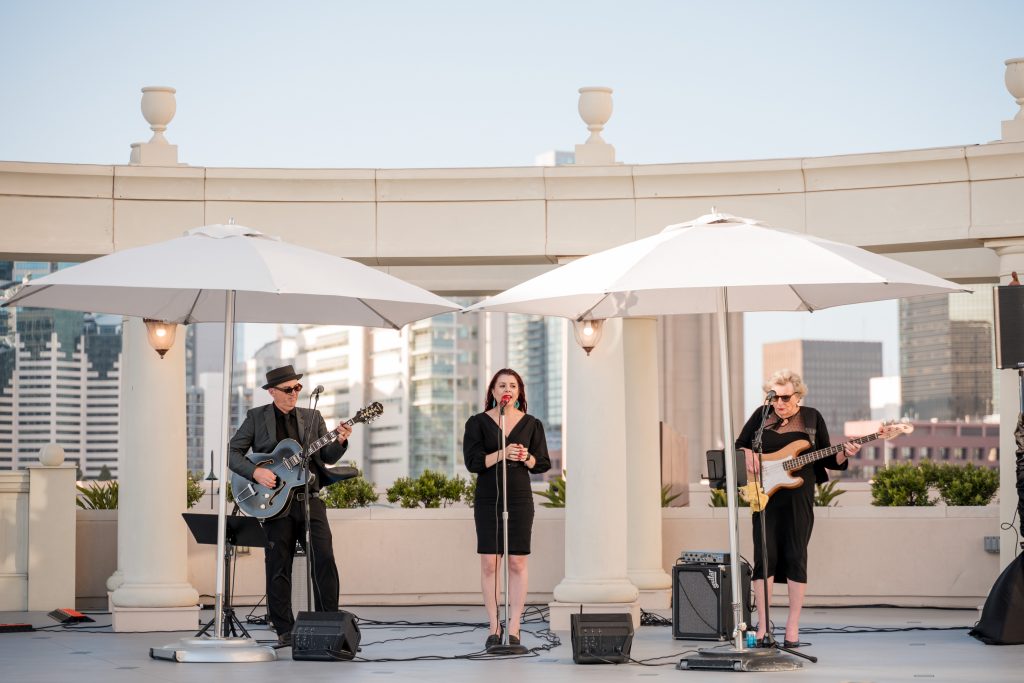 band performing at event