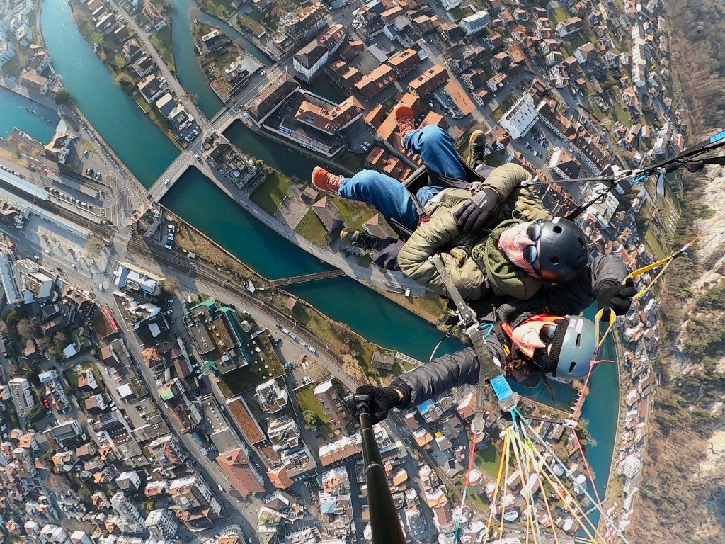 parasailing over Interlaken for incentive trip