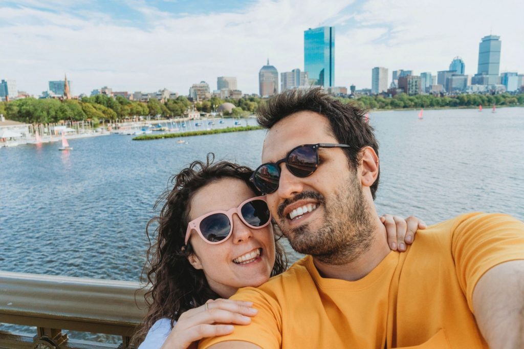 smiling couple in Boston
