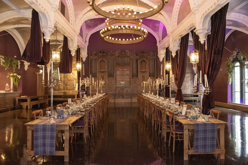 interior of Ghillie Dhu set for incentive dinner